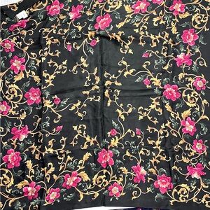 Talbots Black Floral Scarf Vintage Silk Floral Vintage